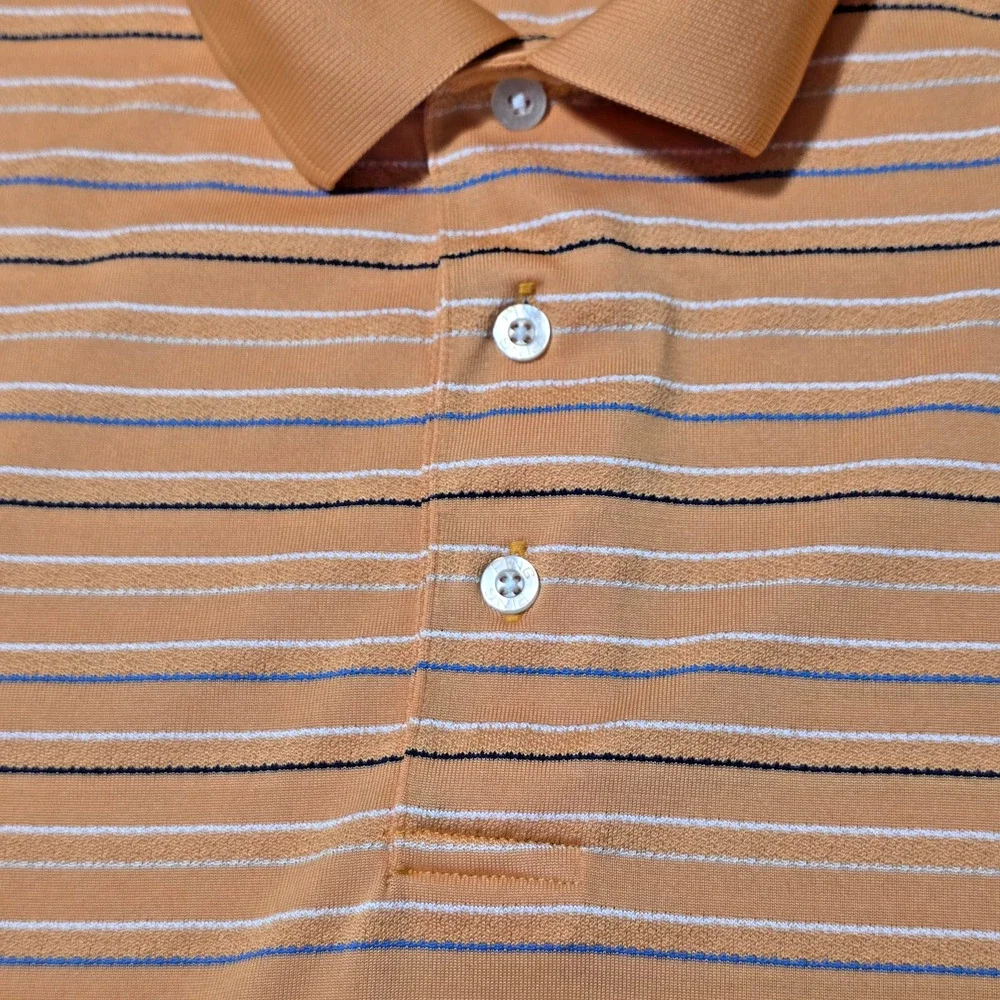 Ping Collection Golf Polo Shirt Men's Medium Orange Striped Dry Fiber Dynamics